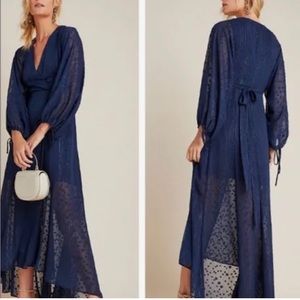 Anthropologie Hutch Leigh Blue Wrap Maxi Dress